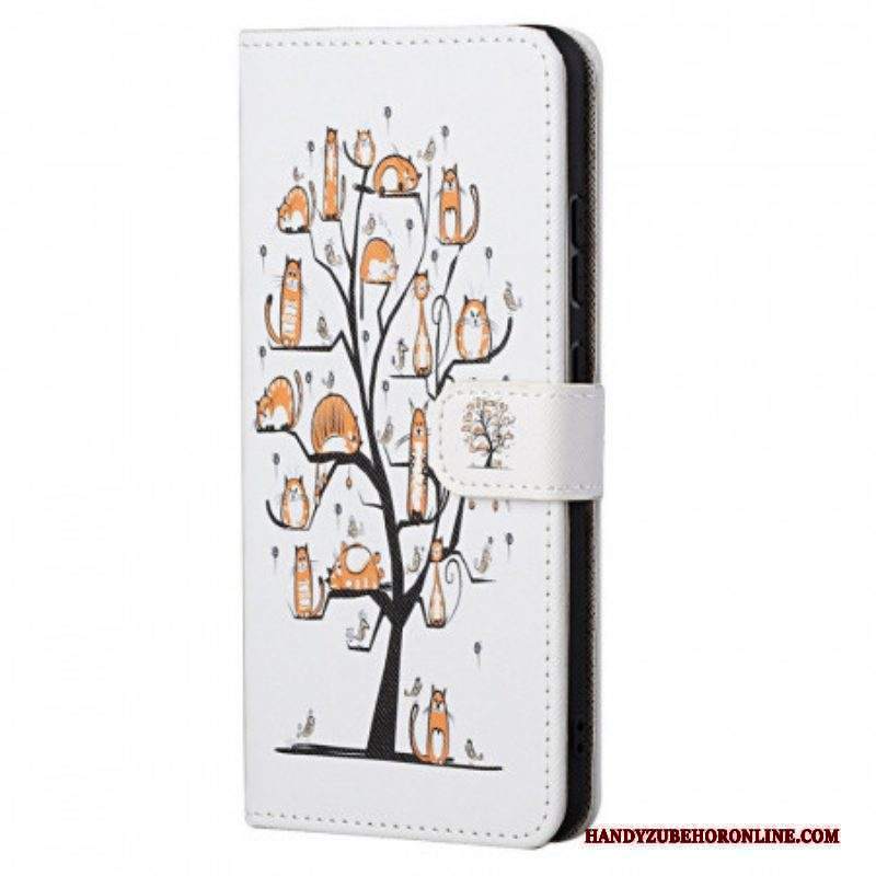 Custodia in pelle Xiaomi Redmi Note 11 / 11S Gatti Funky Con Cinturino