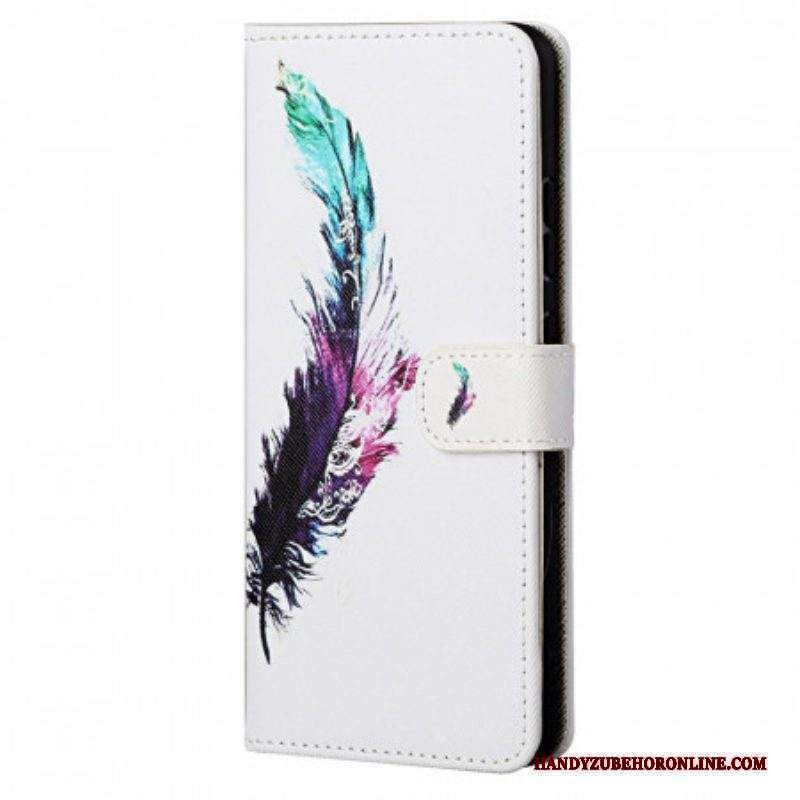 Custodia in pelle Xiaomi Redmi Note 11 / 11S Piuma Con Cordino
