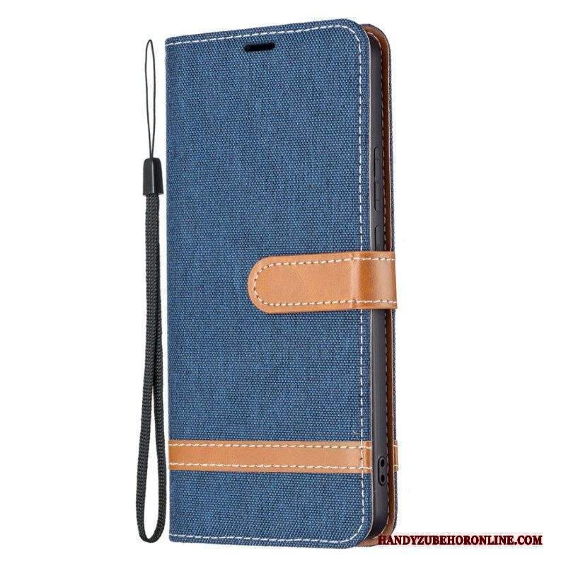 Custodia in pelle Xiaomi Redmi Note 11 Pro Plus 5G Cinturino Effetto Tessuto E Pelle