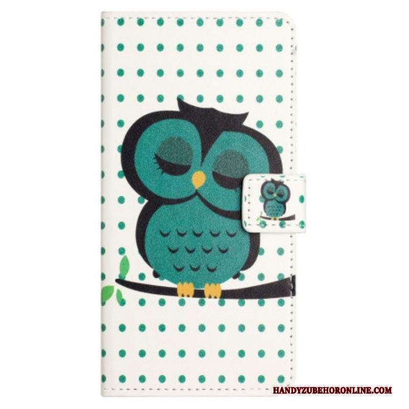 Custodia in pelle Xiaomi Redmi Note 12 4G Gufo Addormentato