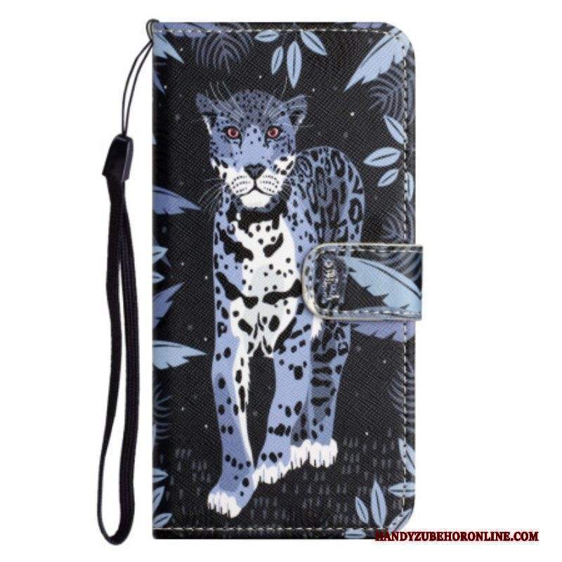 Custodia in pelle Xiaomi Redmi Note 12 4G Leopardo Con Spalline