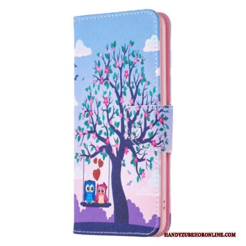 Custodia in pelle Xiaomi Redmi Note 12 5G Gufi Sull'altalena