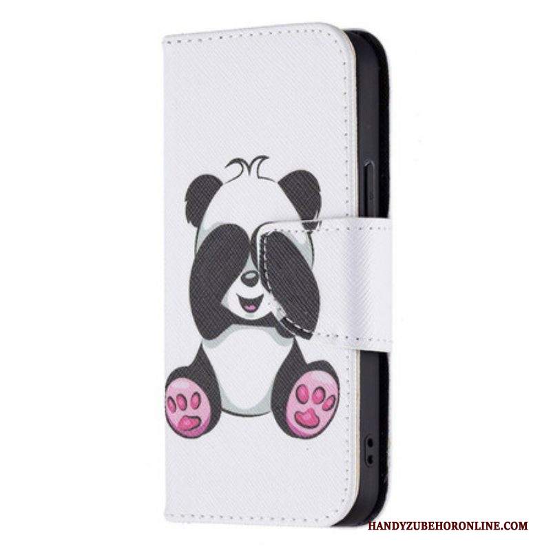 Custodia in pelle iPhone 13 Mini Divertimento Panda