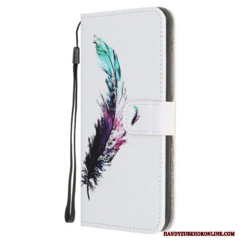 Custodia in pelle iPhone 13 Mini Piuma Con Cordino