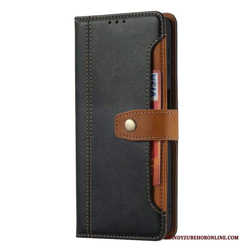 Custodia in pelle iPhone 13 Pro Max Portacarte Frontale Effetto Pelle E Tracolla