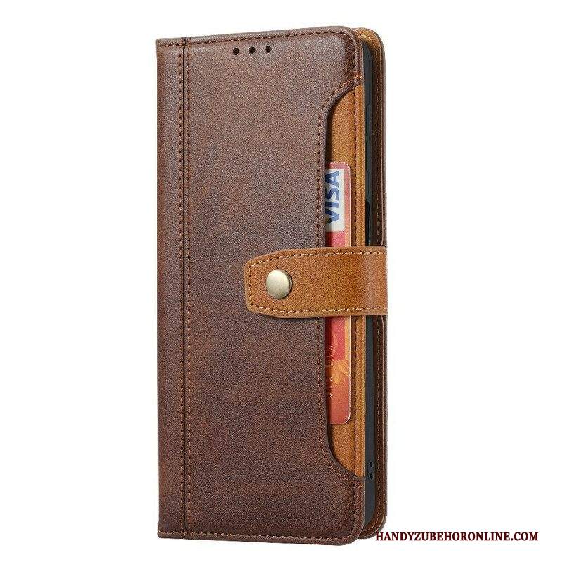 Custodia in pelle iPhone 13 Pro Portacarte Frontale Effetto Pelle E Tracolla