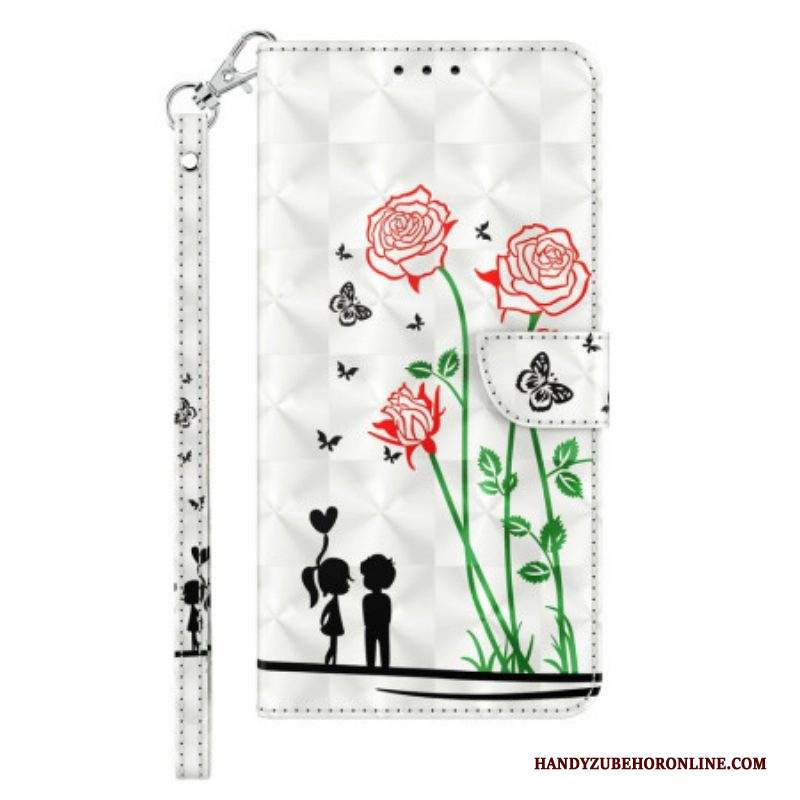 Custodia in pelle iPhone 14 Pro Cordino Love Dandelions