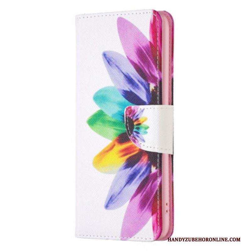 Custodia in pelle iPhone 14 Pro Fiore Dell'acquerello