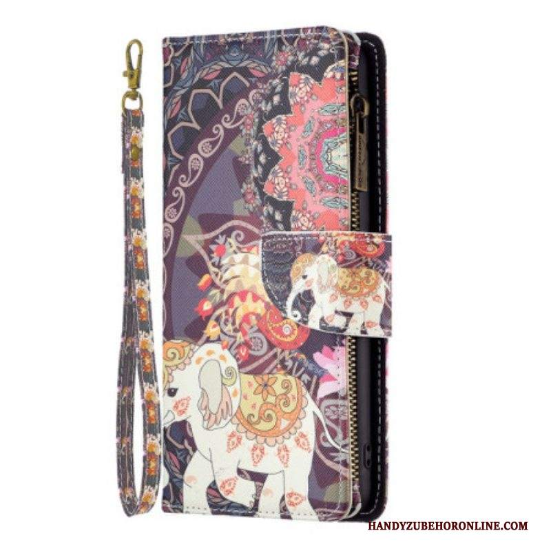 Custodia in pelle iPhone 14 Pro Max Tasca Con Zip A Forma Di Elefante