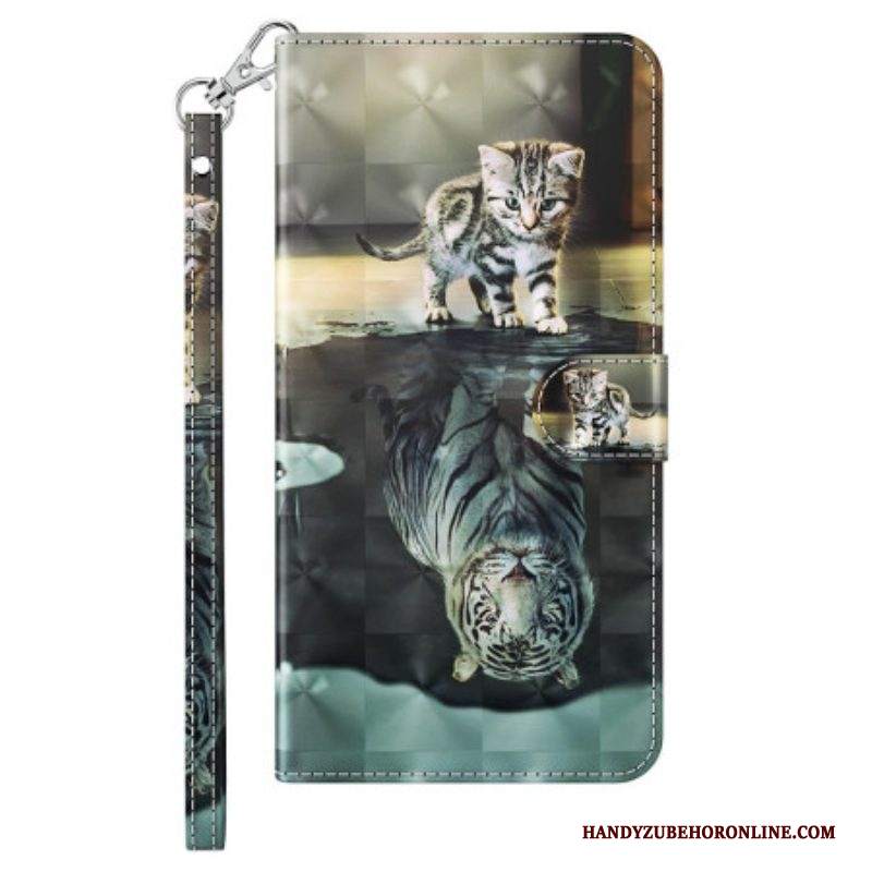 Custodia in pelle iPhone 15 Pro Max Sogno Di Gattino 3d Con Cinturino