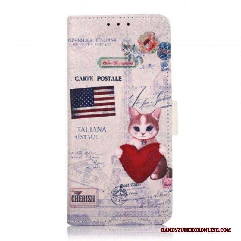 Folio Cover Moto E40 / E30 / E20 Gatto Viaggiatore