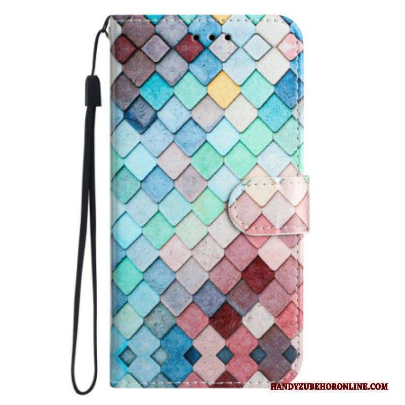 Folio Cover Moto G73 5G Griglia A Strisce Colorate