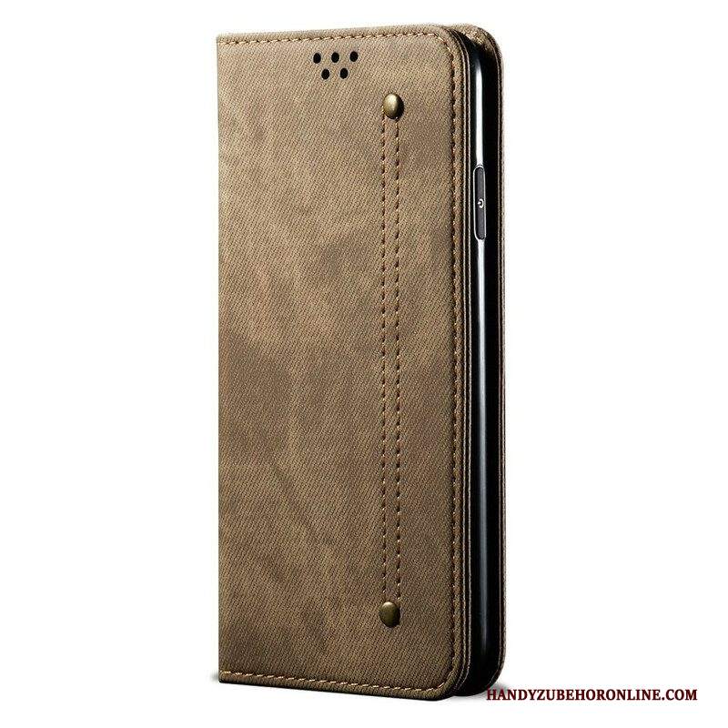 Folio Cover Samsung Galaxy A42 5G Custodia in pelle Tessuto Denim