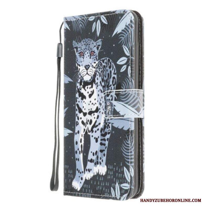 Folio Cover Samsung Galaxy A42 5G Leopardo Con Spalline