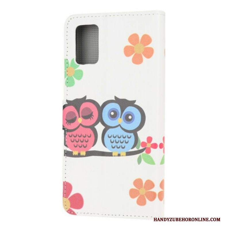 Folio Cover Samsung Galaxy A52 4G / A52 5G / A52s 5G Coppia Di Gufi