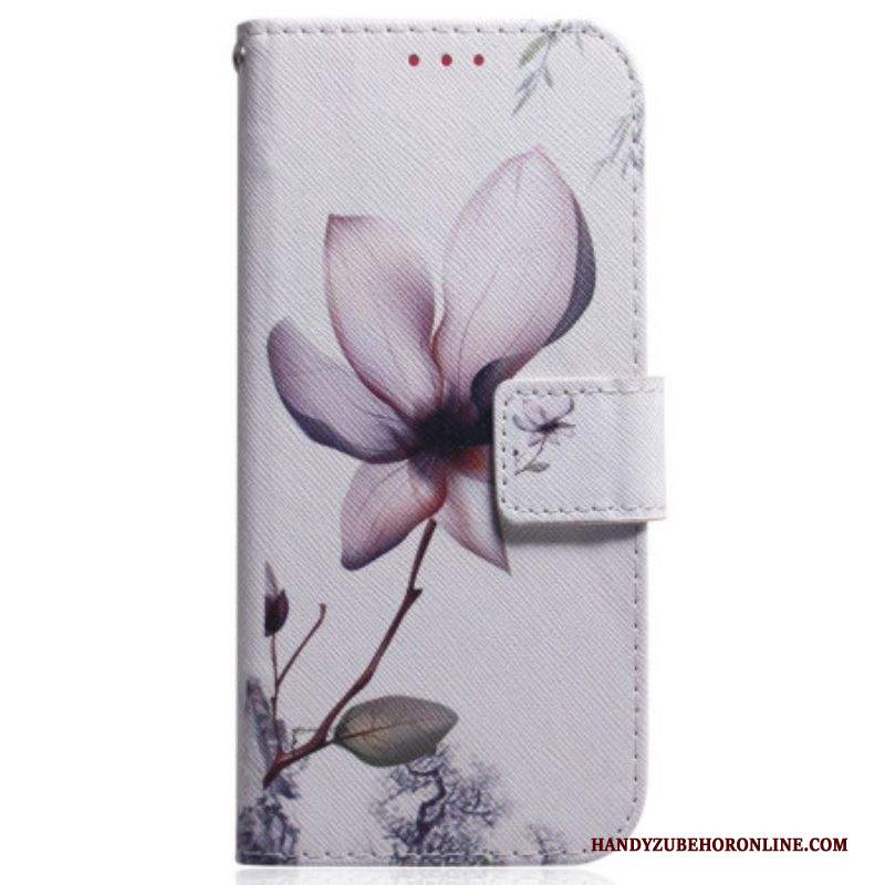 Folio Cover Samsung Galaxy M13 Fiore Strappy Dell'annata