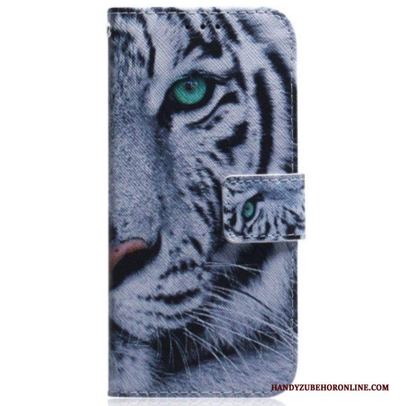 Folio Cover Samsung Galaxy M13 Tigre Bianca Strappy