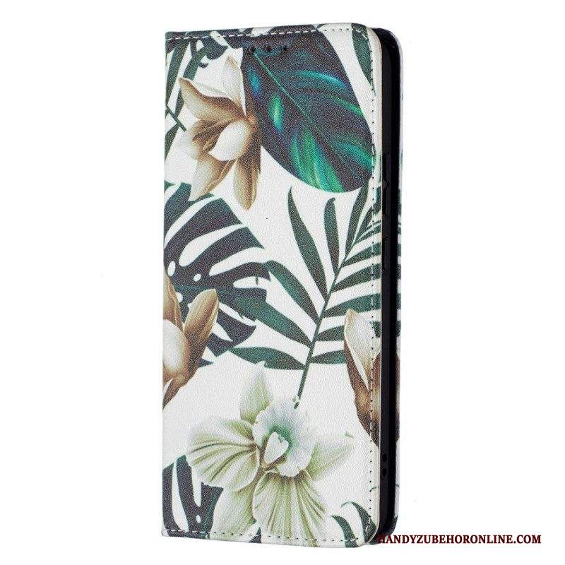 Folio Cover Samsung Galaxy S22 Plus 5G Custodia in pelle Foglie