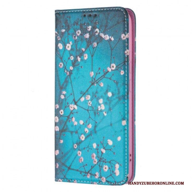 Folio Cover Samsung Galaxy S22 Plus 5G Custodia in pelle Rami Fioriti
