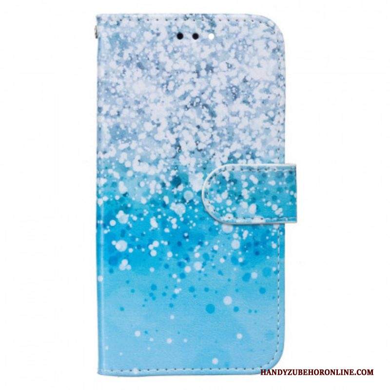 Folio Cover Samsung Galaxy S22 Plus 5G Gradiente Di Glitter Blu