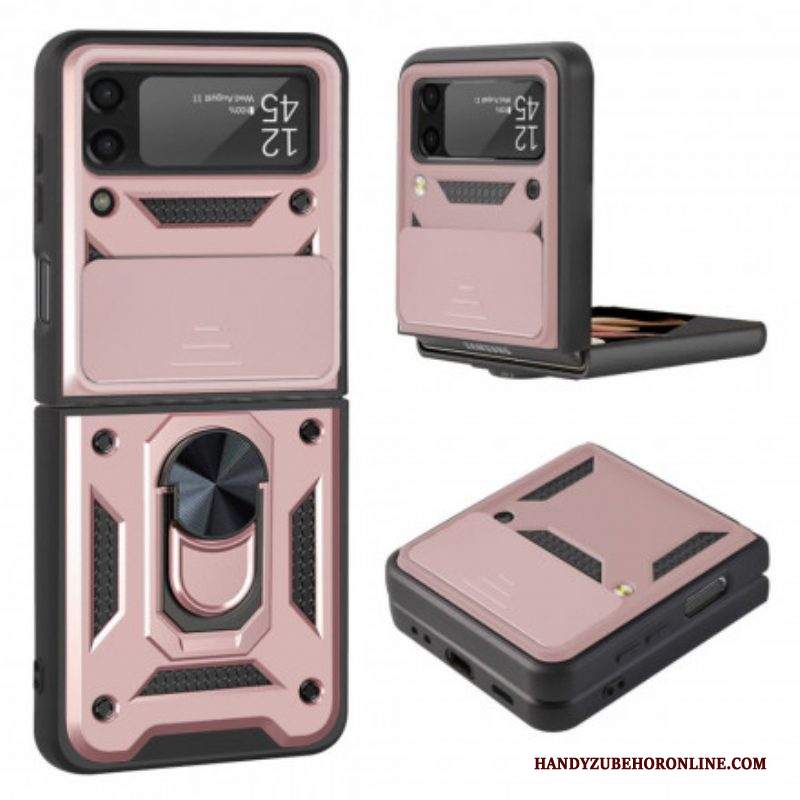 Folio Cover Samsung Galaxy Z Flip 3 5G Custodia in pelle Ibrido Con Ring-support