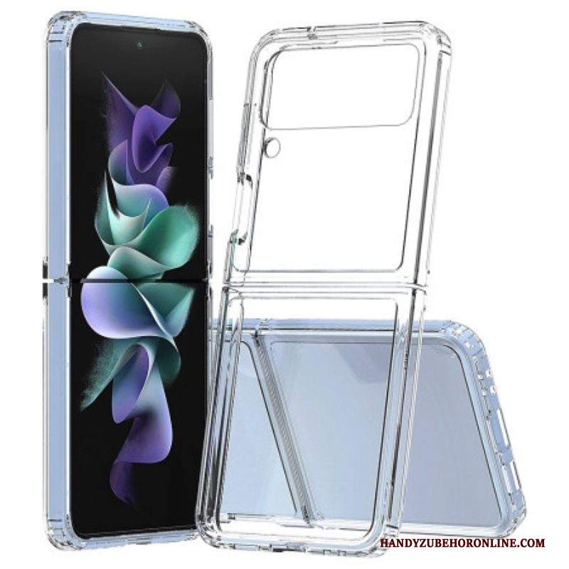 Folio Cover Samsung Galaxy Z Flip 4 Custodia in pelle Contorno Rinforzato Trasparente