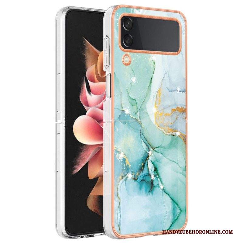 Folio Cover Samsung Galaxy Z Flip 4 Custodia in pelle Marmo Colorato