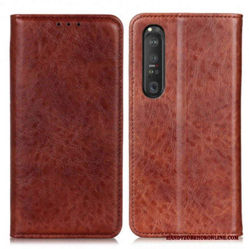 Folio Cover Sony Xperia 1 III Custodia in pelle Crosta Di Pelle Testurizzata