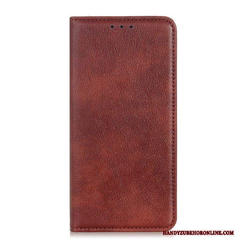 Folio Cover Sony Xperia 10 IV Custodia in pelle Crosta Di Cuoio Litchi