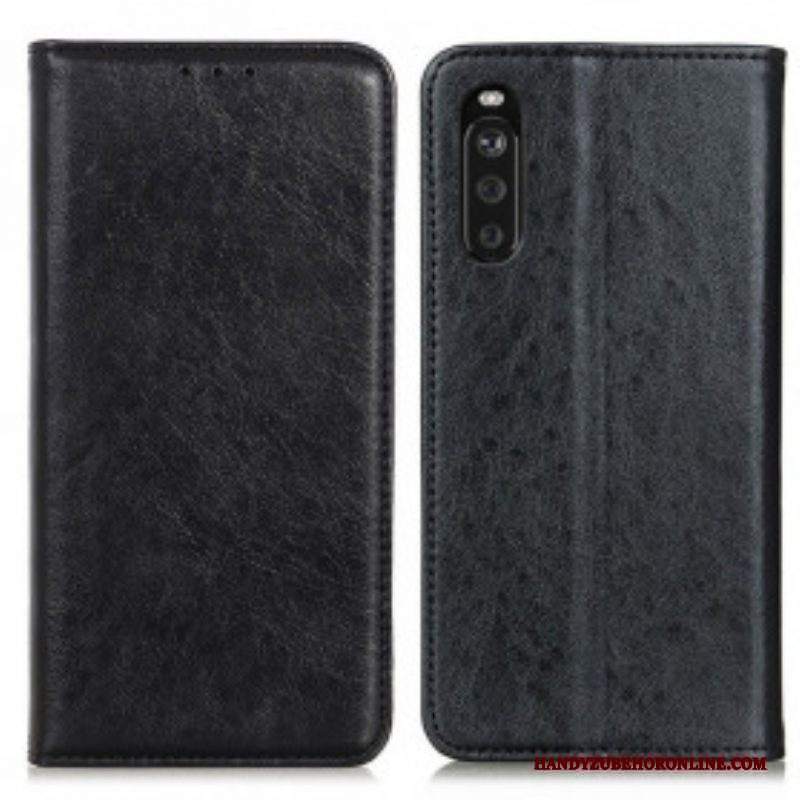 Folio Cover Sony Xperia 5 III Custodia in pelle Crosta Di Pelle Testurizzata