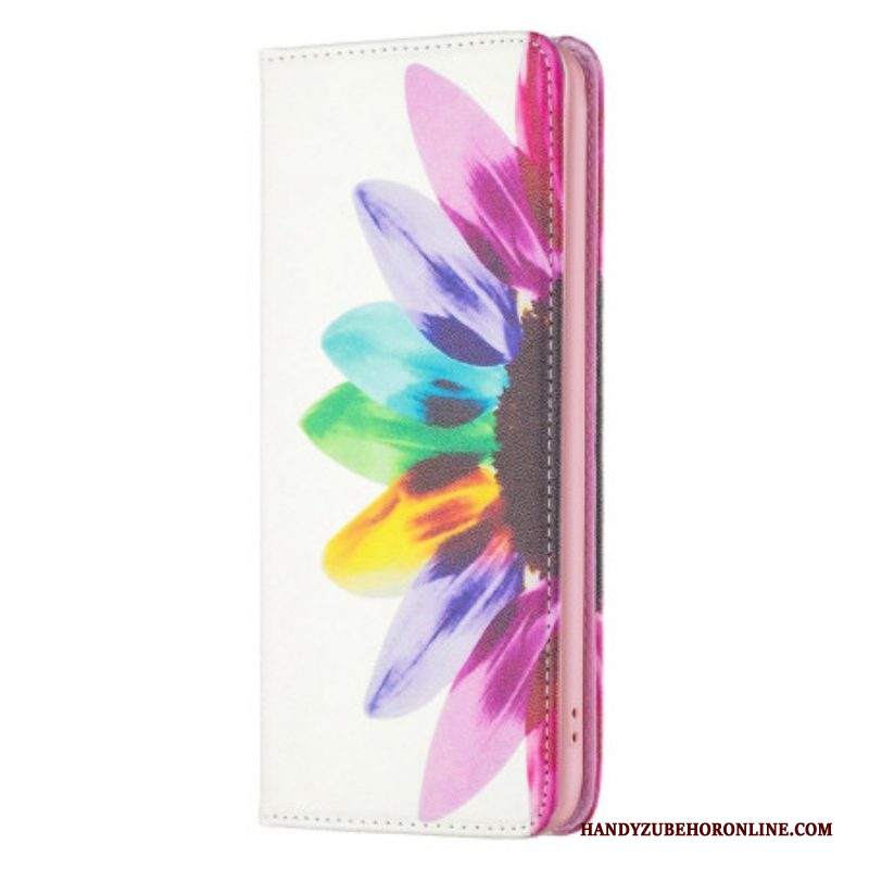 Folio Cover iPhone 14 Pro Max Custodia in pelle Fiore Dell'acquerello